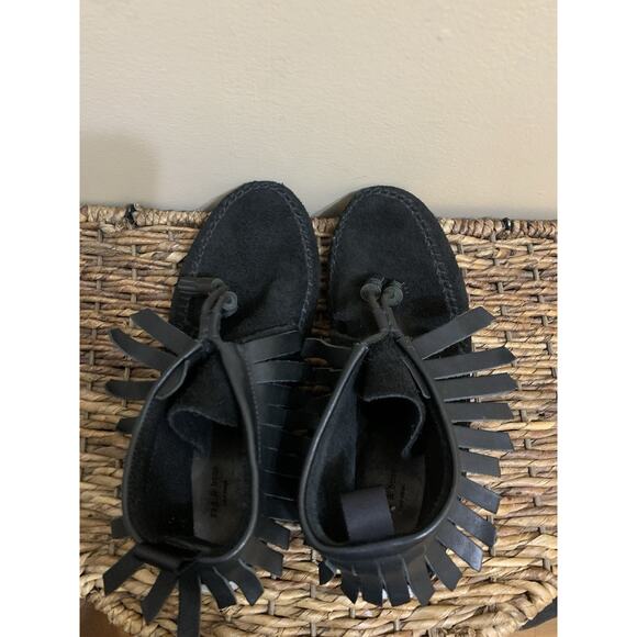 rag & bone “Ghita” Suede/Leather Fringe Moccasin Bootie SZ 8/8.5 US Black - Picture 4 of 9